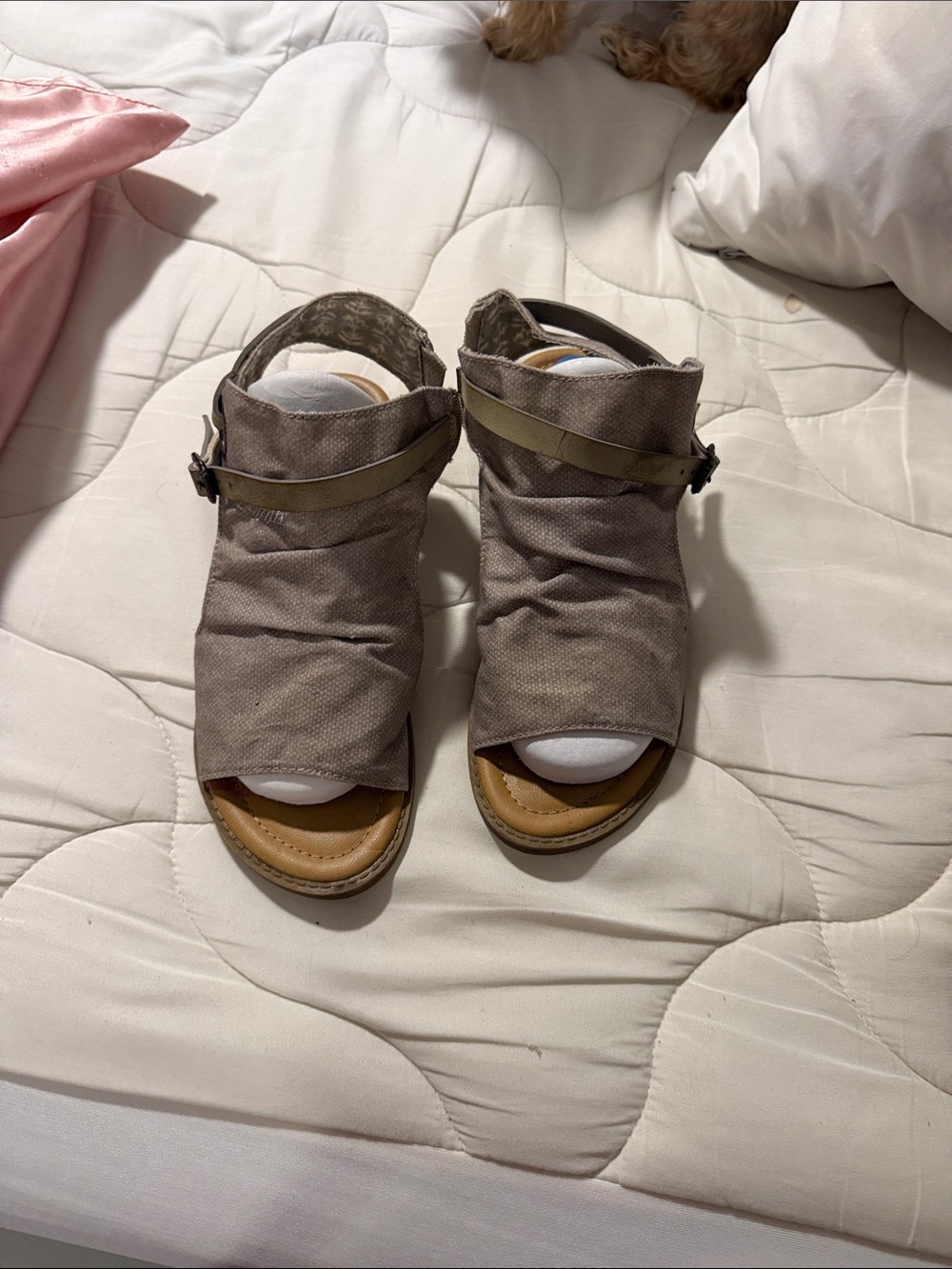 Blowfish Taupe Canvas Slingback Sandals
